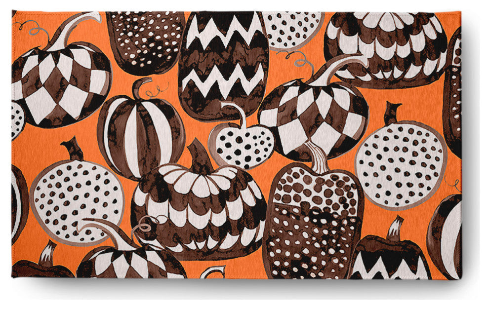 Pumpkins Galore Fall Design Chenille Area Rug, Orange, 2'x3'