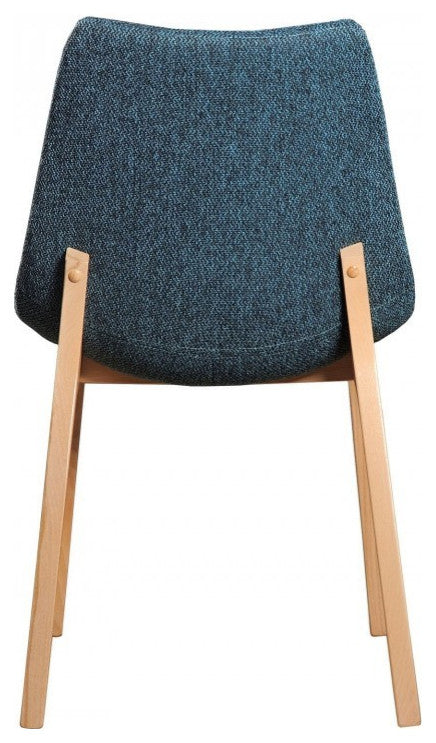 Set of Two Blue Fabric Dining Chairs