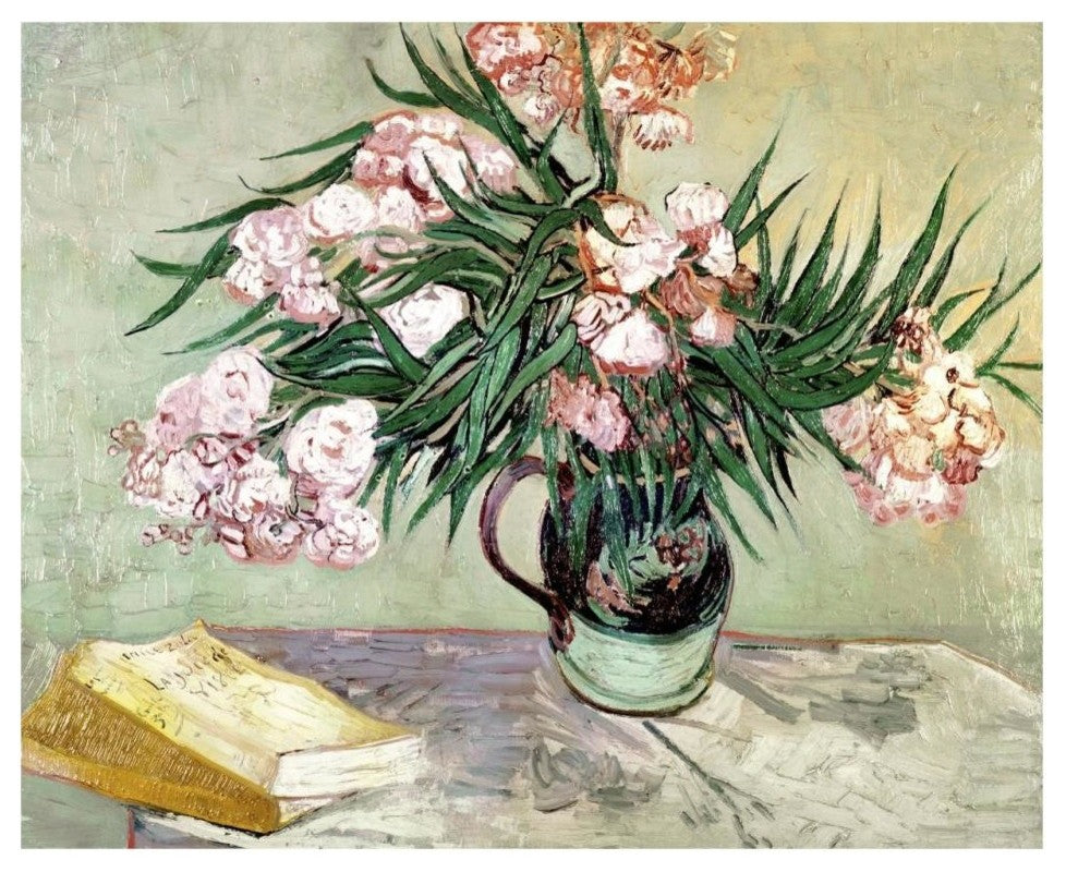 "Still Life: Vase with Oleanders and Books" Print by Vincent Van Gogh, 32"x26"