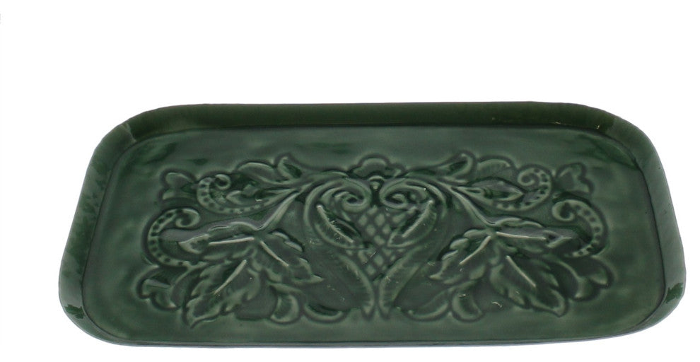 Petite Green Floral Embossed Tray