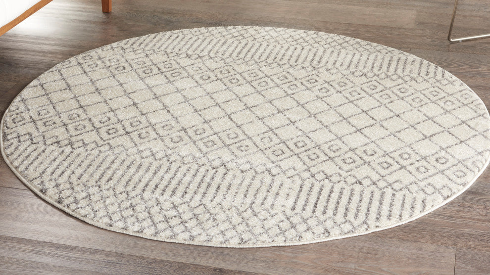 Nourison Passion 4' x Round Ivory/Grey Bohemian Indoor Area Rug