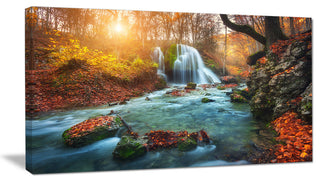 "Fast Flowing Fall River in Forest" Photograph Print, 1 Panel, 60"x28"