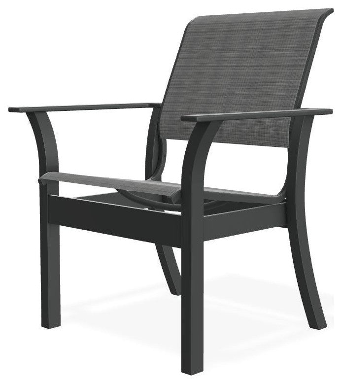 Leeward Sling Stackable Outdoor Dining Chair, Destiny Steel/Graphite