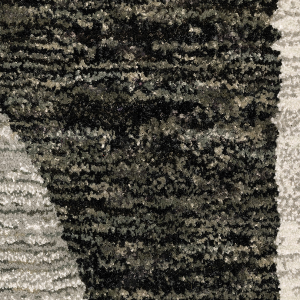 Sadie Geometric Power-Loomed Area Rug, Charcoal/Gray, 3'3"x5'2"