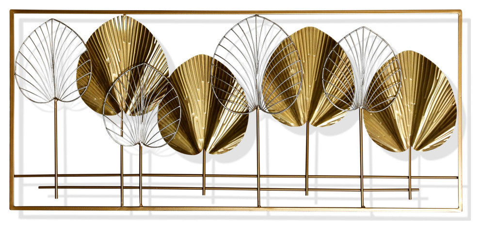 Gold Leaflets 3D Metal Wall Sculpture 41"Wx18"H3"D