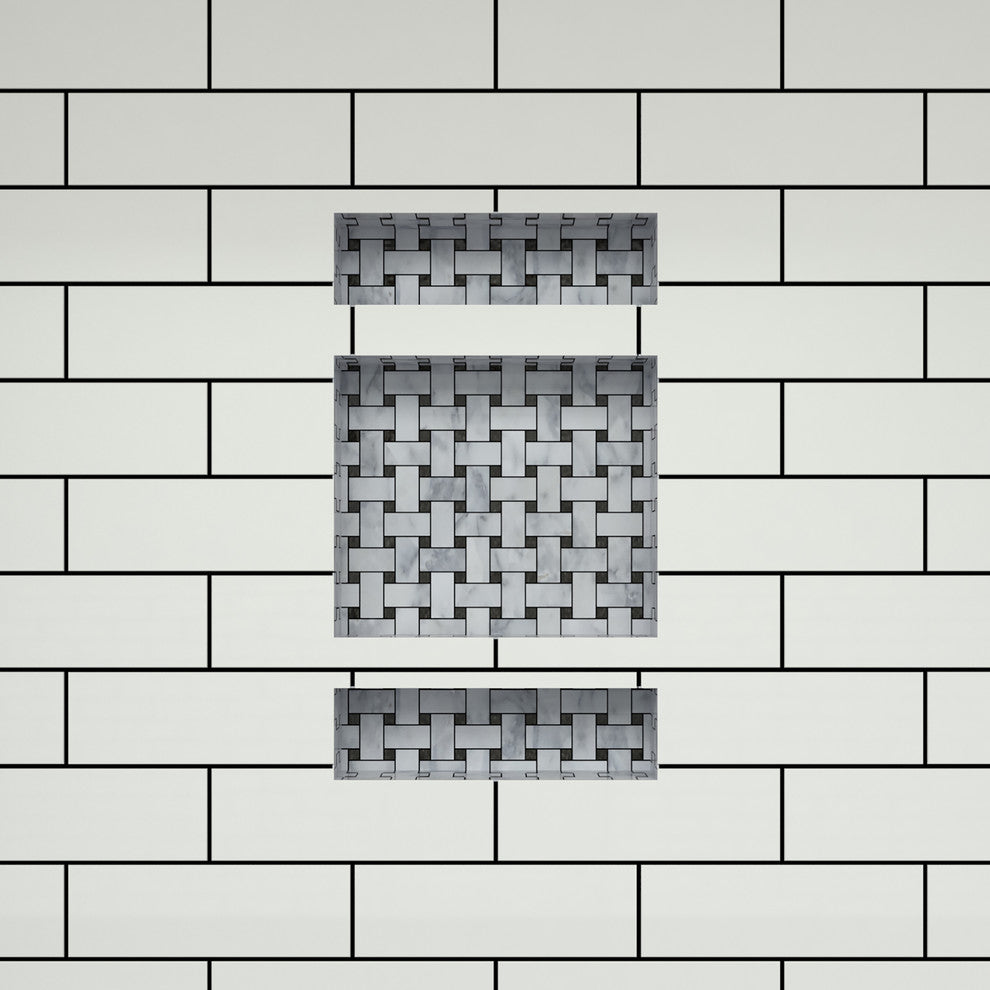 Tile Redi RNT1620DU-6 Triple Niche Set, Recessed Shower Shelves
