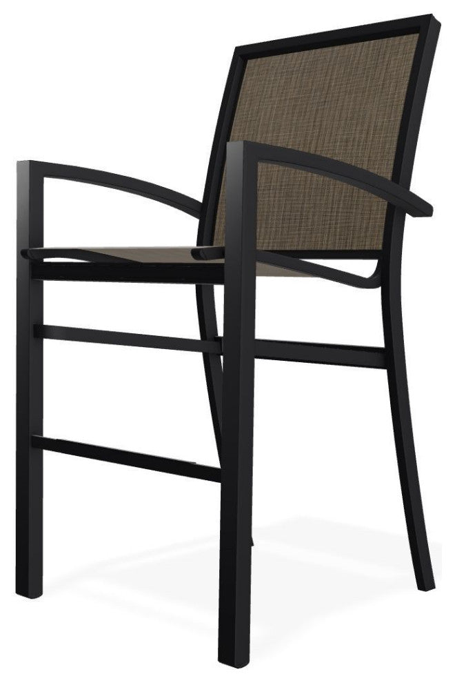 Kendall Sling Bar Height Stackable Outdoor Stool, Kora/Black