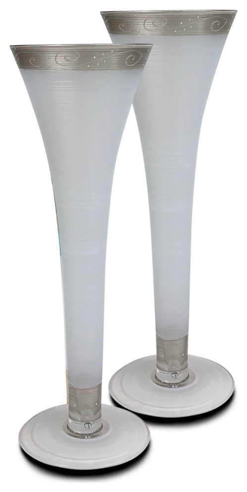 Heirloom Pewter Swirl Hollow Flute Glasses, Set of 2