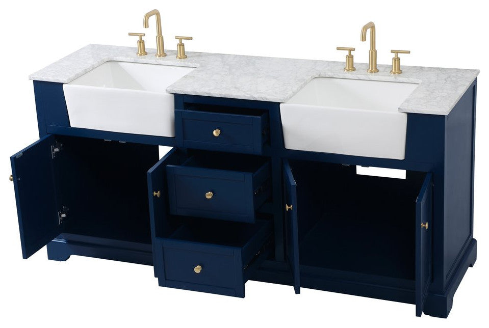 Elegant Decor VF60272DBL 72" Double Bathroom Vanity, Blue