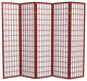 6' Tall Window Pane Shoji Screen, Rosewood, 5 Panels