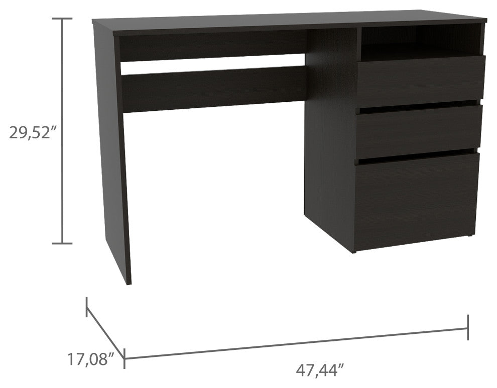 Kenai 3 Drawers Computer Desk, Black