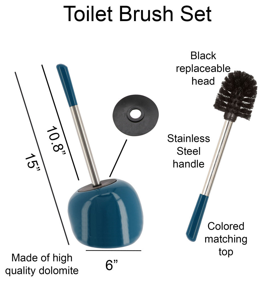 PISE Freestanding Toilet Brush and Holder Set , Peacock Blue