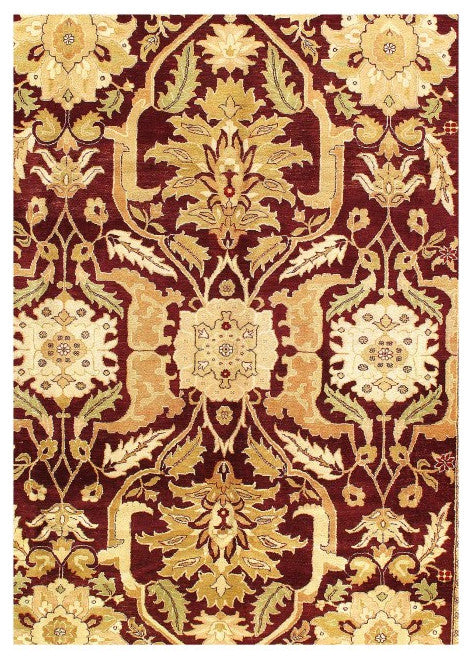 Brown Fine Hand Knotted Agra Rug 9'x12'