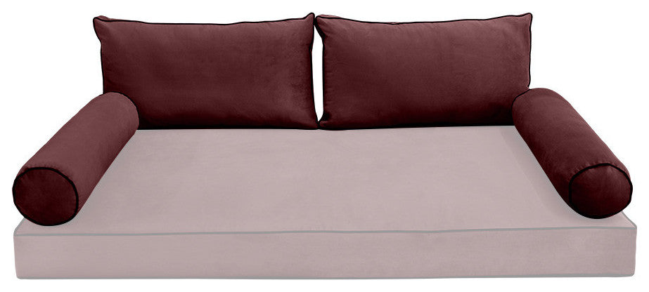 STYLE V2 Twin Velvet ContrastPipe Indoor Daybed Bolster Pillow |COVER ONLY|AD368