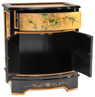Gold Lacquer End Table Birds and Flowers