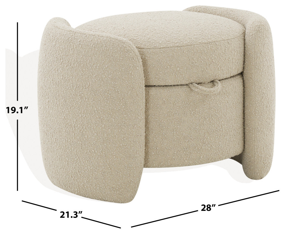 Safavieh Couture Danianna Boucle Ottoman, Oatmeal