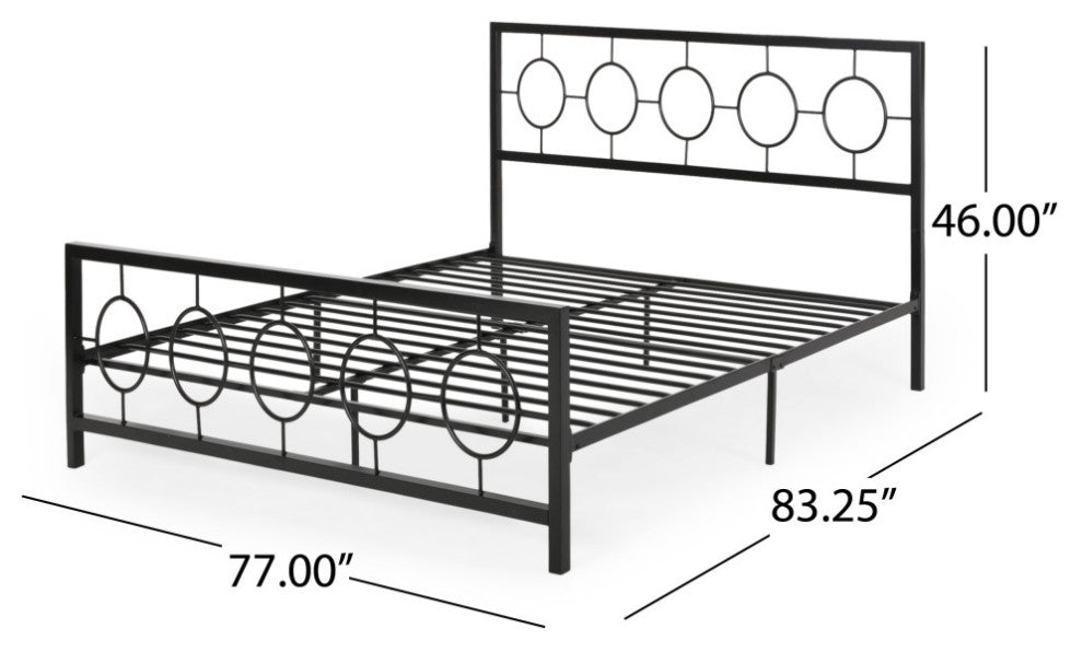 Aldrin Modern Iron Bed Frame, Flat Black