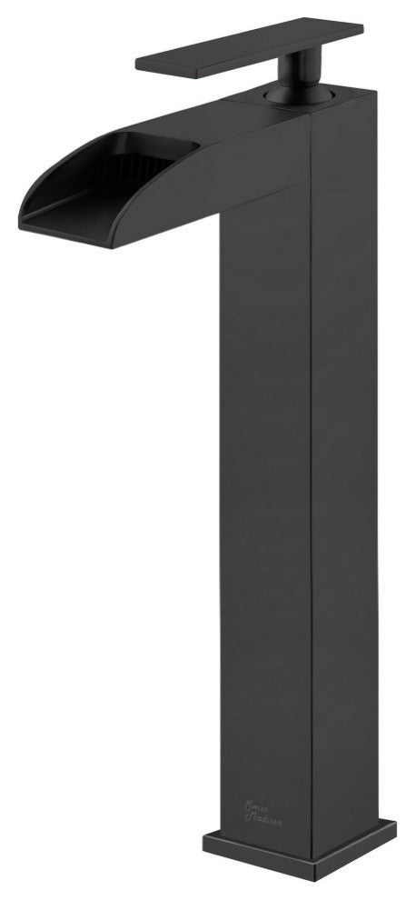 Concorde Single HoleHigh Arc Waterfall Bathroom Faucet, Matte Black