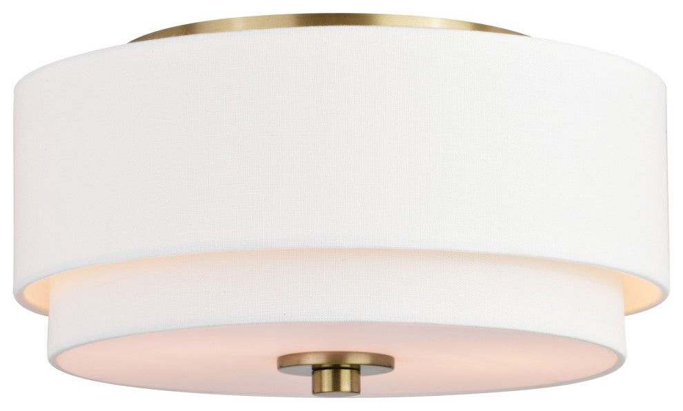 Vaxcel Lighting C0278 Burnaby 2 Light 13"W Flush Mount Drum - Matte Brass