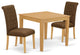 3Pc Dinette Set, Square Table, Two Chairs, Dark Coffee Fabric, Oak Finish