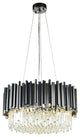 8-Light Black Chandelier With Clear Hanging Crystals