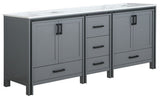 Ziva Transitional Dark Grey 84" Double Vanity, Cultured Marble Top
