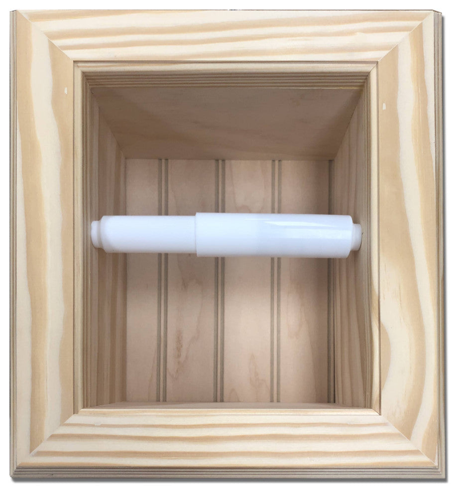 Tampa Recessed Solid Wood Toilet Paper Holder 7 x 8.5, Unfinished