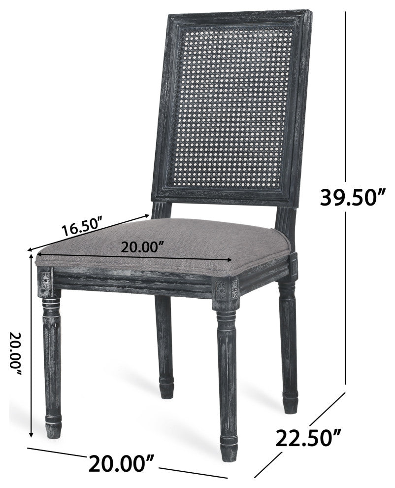 Brownell French Country Wood and Cane 5-Piece Expandable Oval Dining Set, Gray/Gray