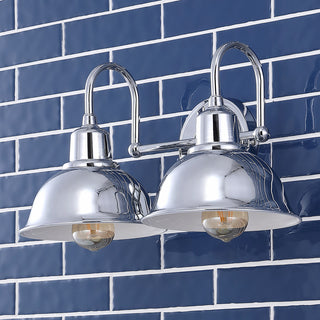 Frisco Farmhouse Industrial Iron LED Vanity, Chrome, 2-Light