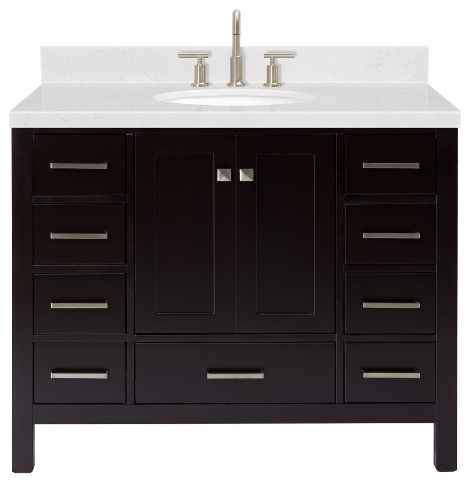 Ariel Cambridge 42" Single Oval Sink Vanity, Carrara Quartz