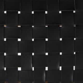Clarissa Black Leather Woven Seat With Gold Metal Frame Stool