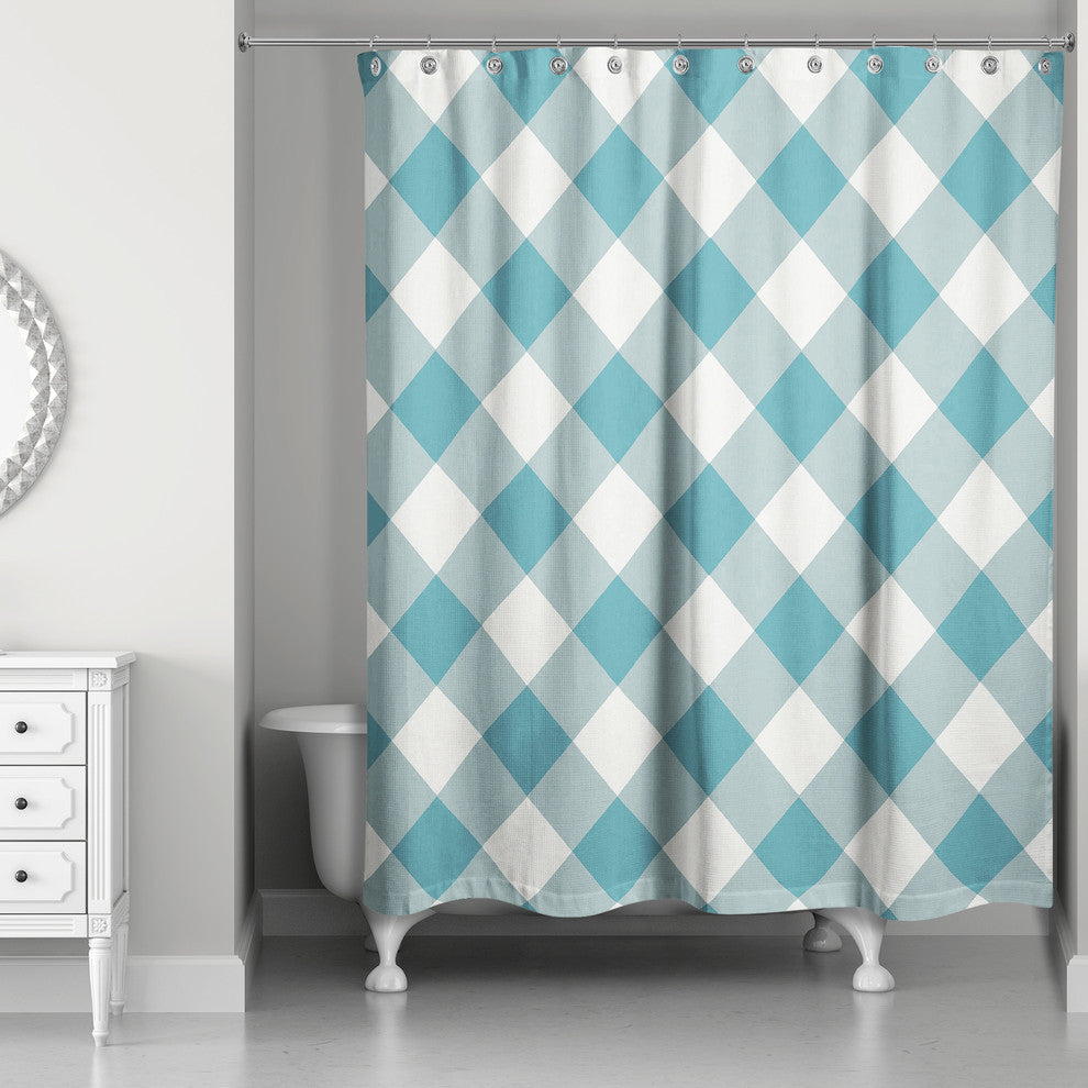 Blue Plaid Shower Curtain