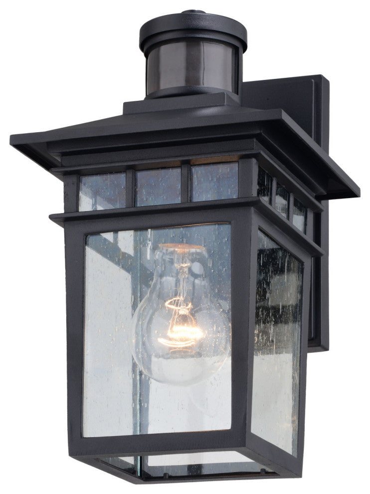 Ridge 1 Light Aluminum Black Motion Sensor Dusk to Dawn Outdoor Wall Lantern