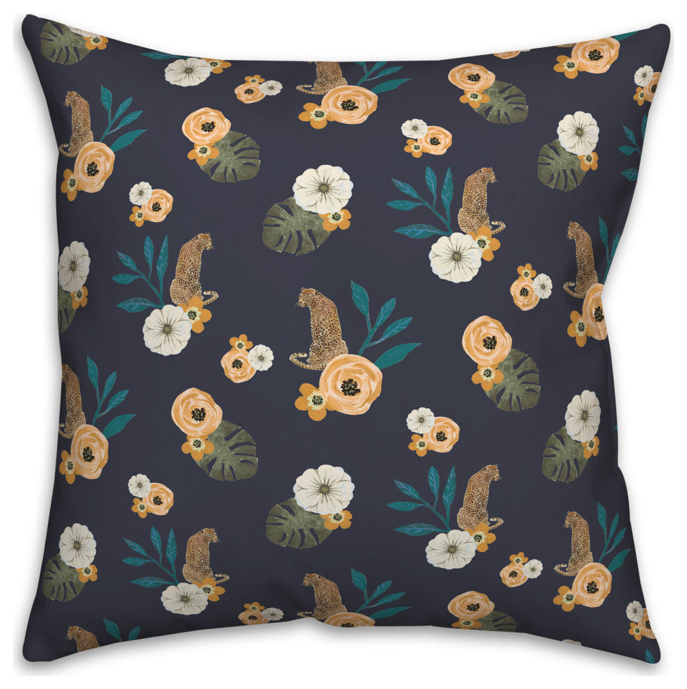 Tropical Jag Navy 18x18 Spun Poly Pillow