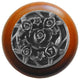Saratoga Rose Cherry Wood Knob, Antique-Style Pewter
