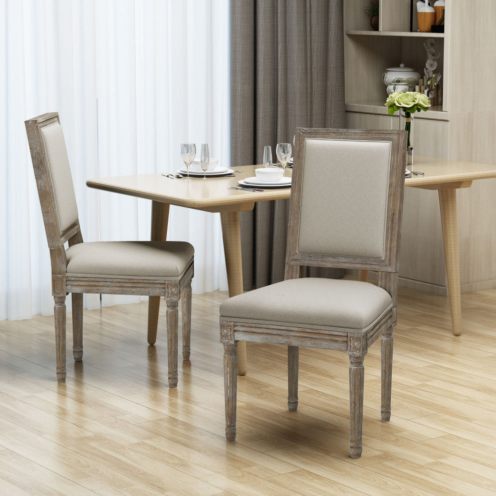 GDF Studio Margaret Traditional Fabric Dining Chairs, Set of 2, Wheat