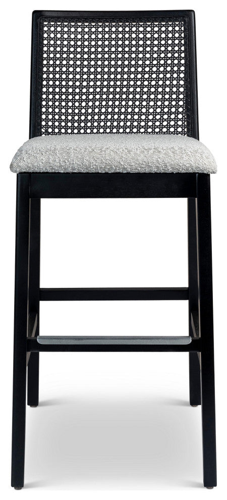 Modern Brazilian, Nardia, Cane Bar Stool, Ebano/Crafted Glaze
