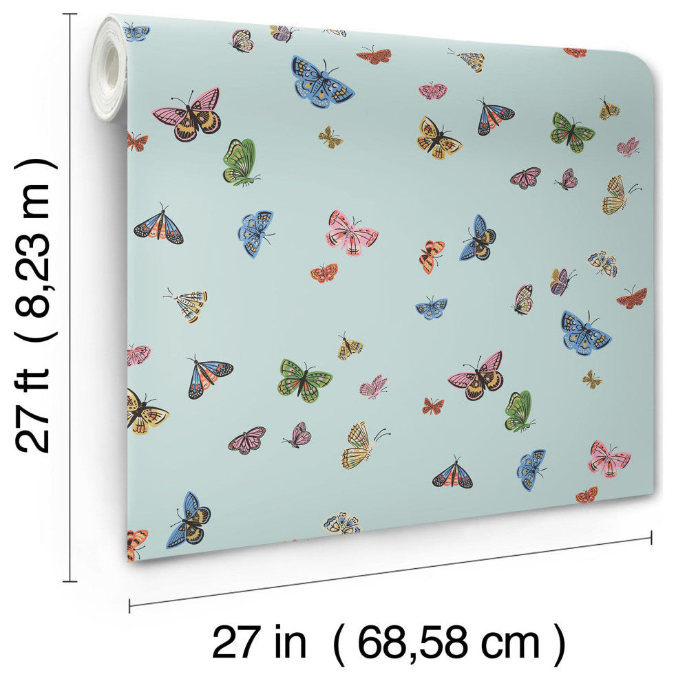Butterfly House Light Blue Wallpaper