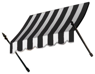 Awntech 5' New Orleans Acrylic Fabric Fixed Awning, Black/White Stripe
