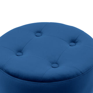 Round Swivel Velvet Vanity Stool, Dark Blue, Standard