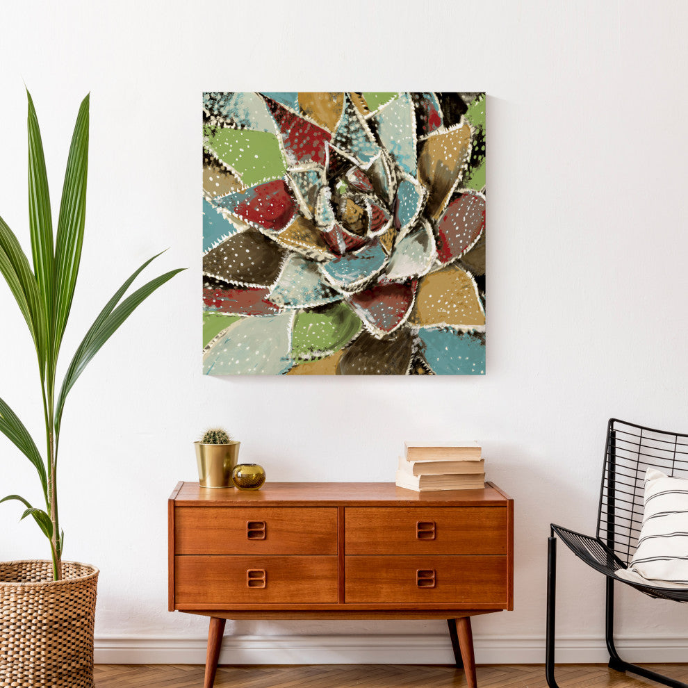 Bright Painted Succulent 24x24 Canvas Wall Art