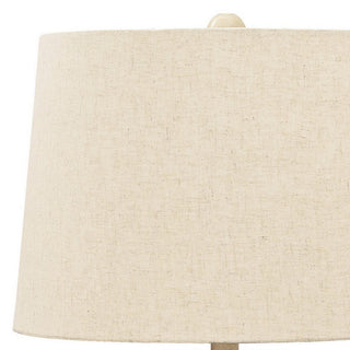 Benzara BM230940 Drum Shade Table Lamp With Paper Composite Base, Beige