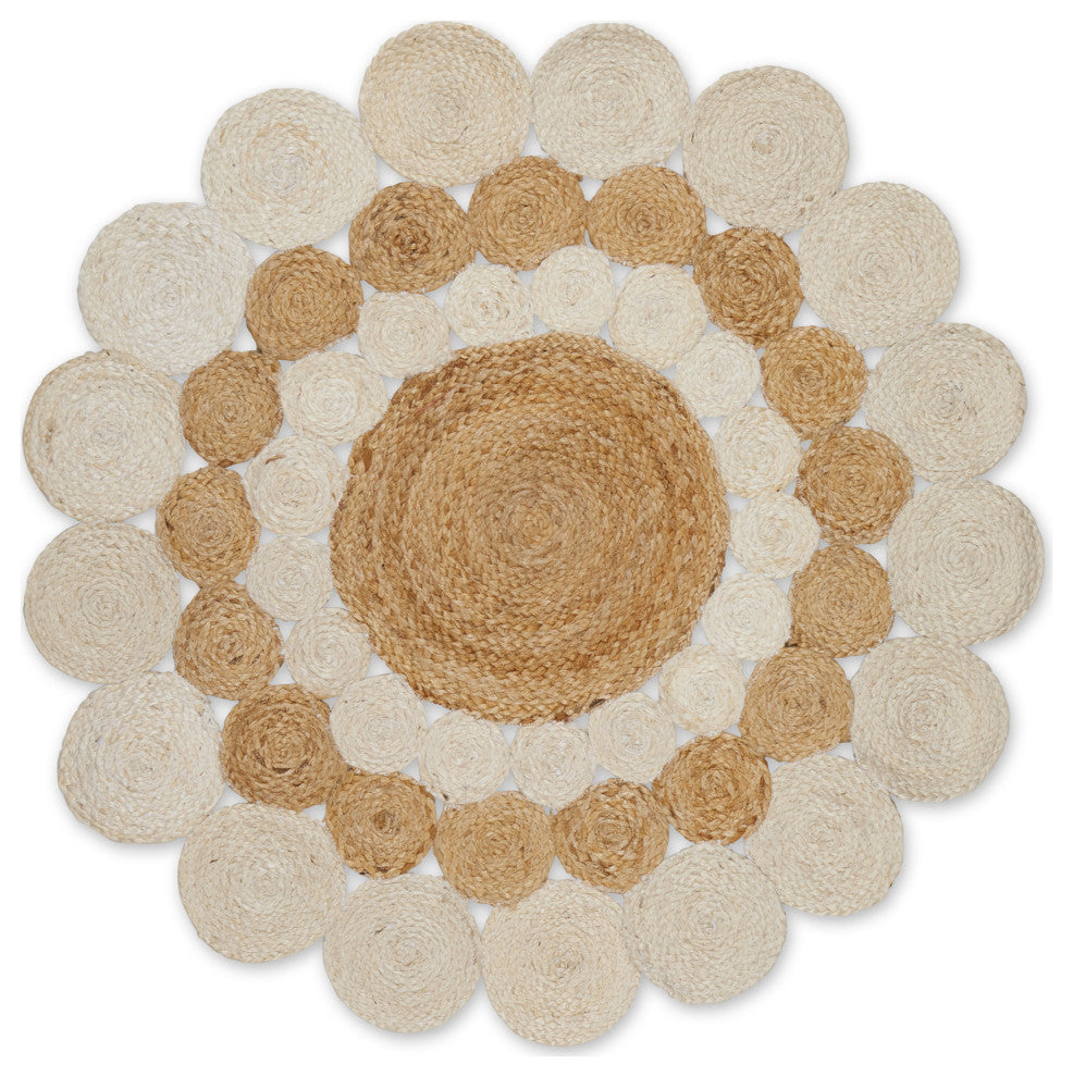 White And Natural Jute Braided Rug 3 Ft Round