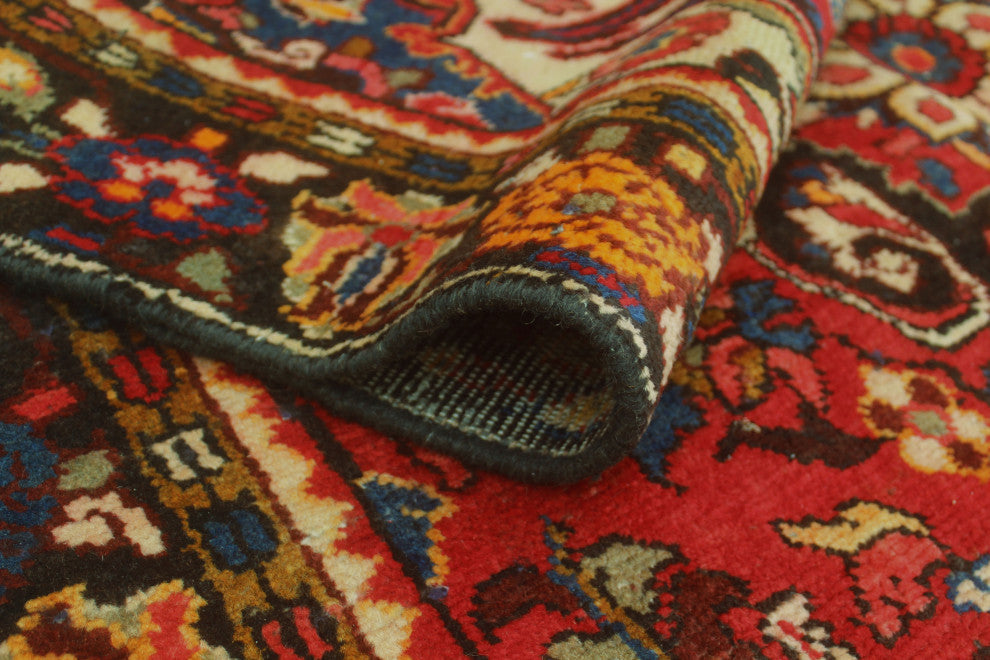 Fine Vintage Distressed Anabelle Red/Charcoal Runner, 4'5x9'4