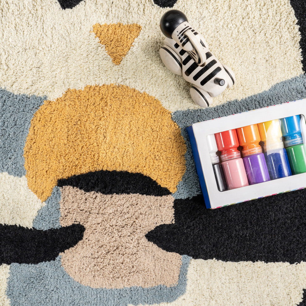 Nuloom Mosby Penguin Washable Kids Rug, Brown 4' x 6'