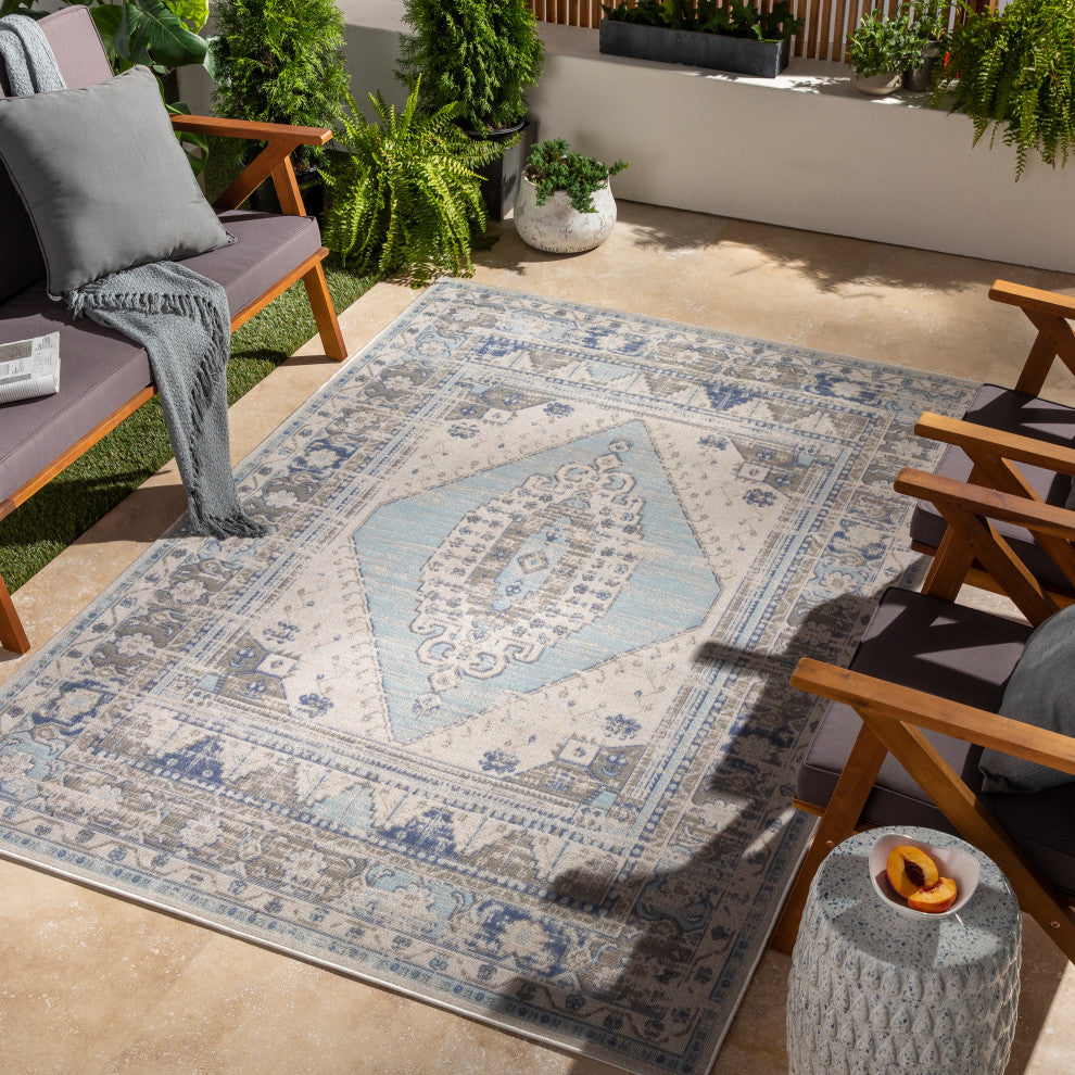 Surya Rafetus ETS-2370 Machine Woven Area Rug, Cream, 5'3" x 7'7"