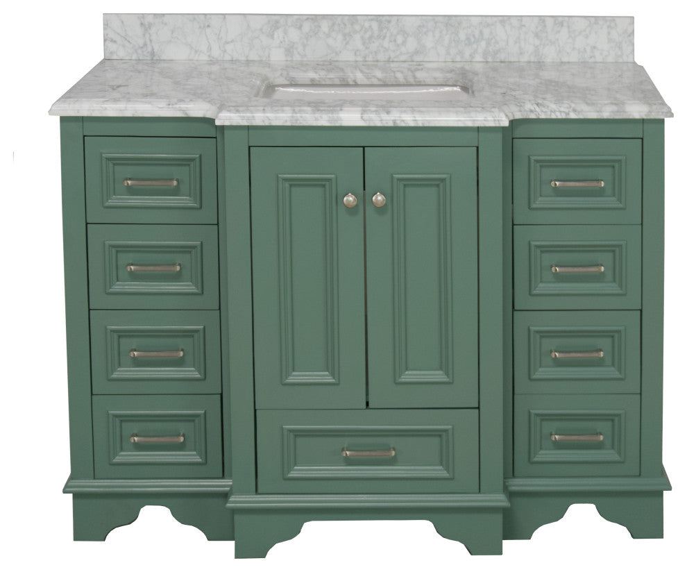 Nantucket 48" Bathroom Vanity, Sage Green, Carrara Marble