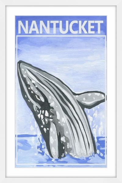 "Jumping Whale" Framed Painting Print, 30"x45"