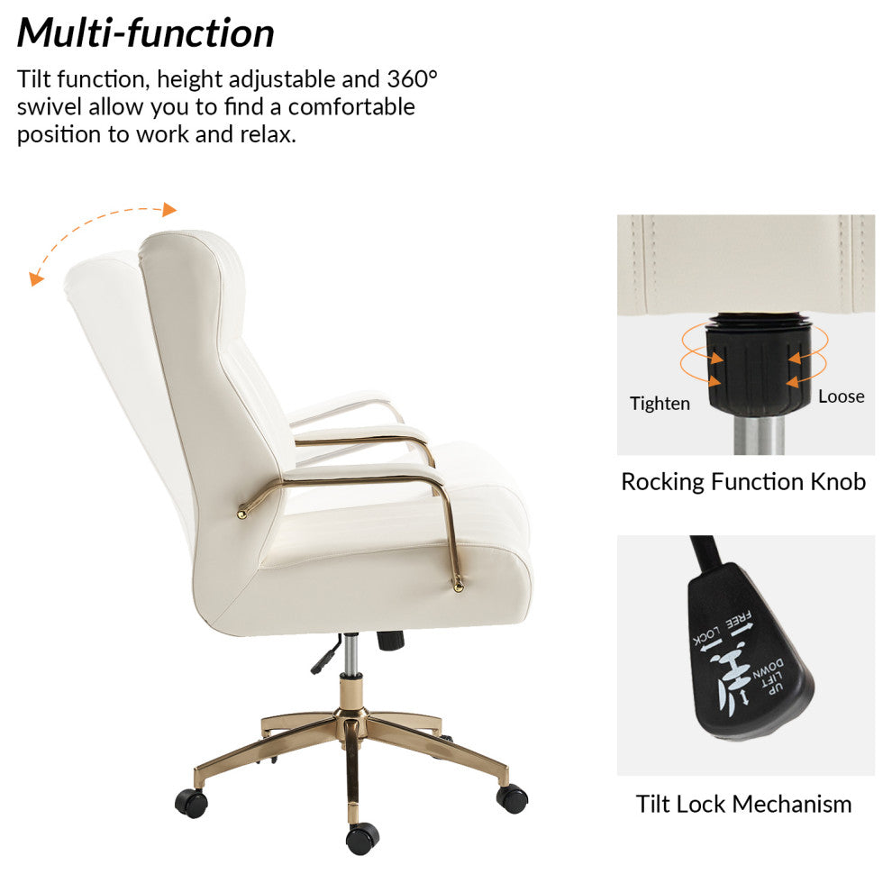 Ergonomic Vegan Leather Swivel Tilting Office Chair, Executive Office Chair, Ivy