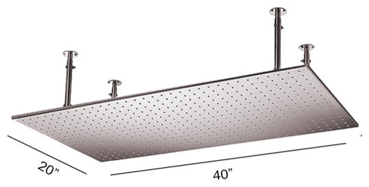 Bathselect 20x40in Ceiling Mount Rain Shower Head, Brushed Nickel